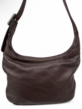 LOEWE Nappa Calfskin Leather Brown Shoulder Hobo